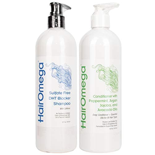 DrFormulas HairOmega DHT Blocker Shampoo Conditioner with Moroccan Argan Oil Jojoba Oil Avocado Oil Sulfate Free Shampoo Conditioner Set