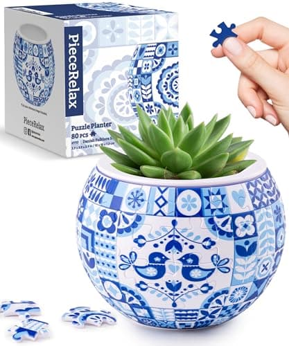 PieceRelax 3D Puzzle Planter 80 Pieces Flower Pot Danish Folklore Style for Mom Home Decor Flower Pots for Indoor Cactus Succulents Pots K1117