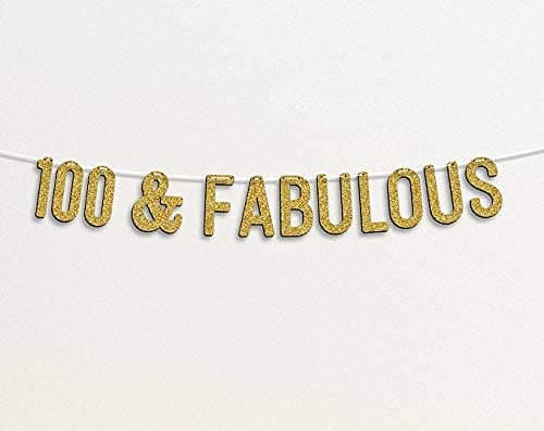 Festiko® Bunting Banner Garland 100th Birthday Party Decorations Hundred & Fabulous Glitter