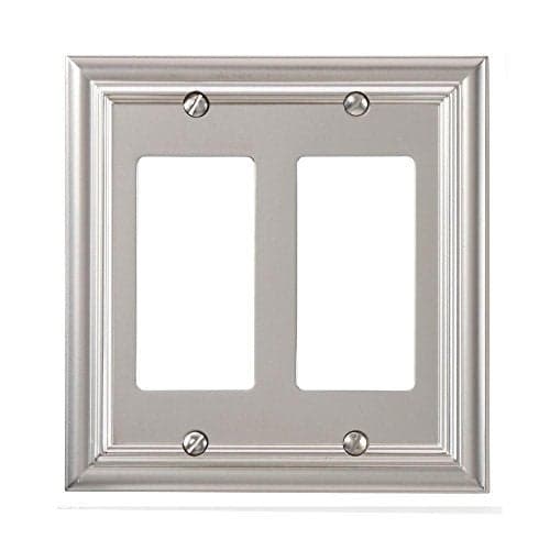 Amerelle Continental Double Rocker Cast Metal Wallplate in Satin Nickel