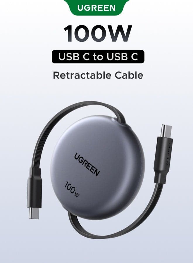 Type C Cable Retractable 100W Type C Cable Retractable USB Type C Fast Charging Cable 4 Level Adjustable Up to 1M Mini Portable Size Easy to Store No-tangled Compatible With iPhone 16 15 Pro Max Galaxy S25 S24 S23 Ultra - 1M-Retractable
