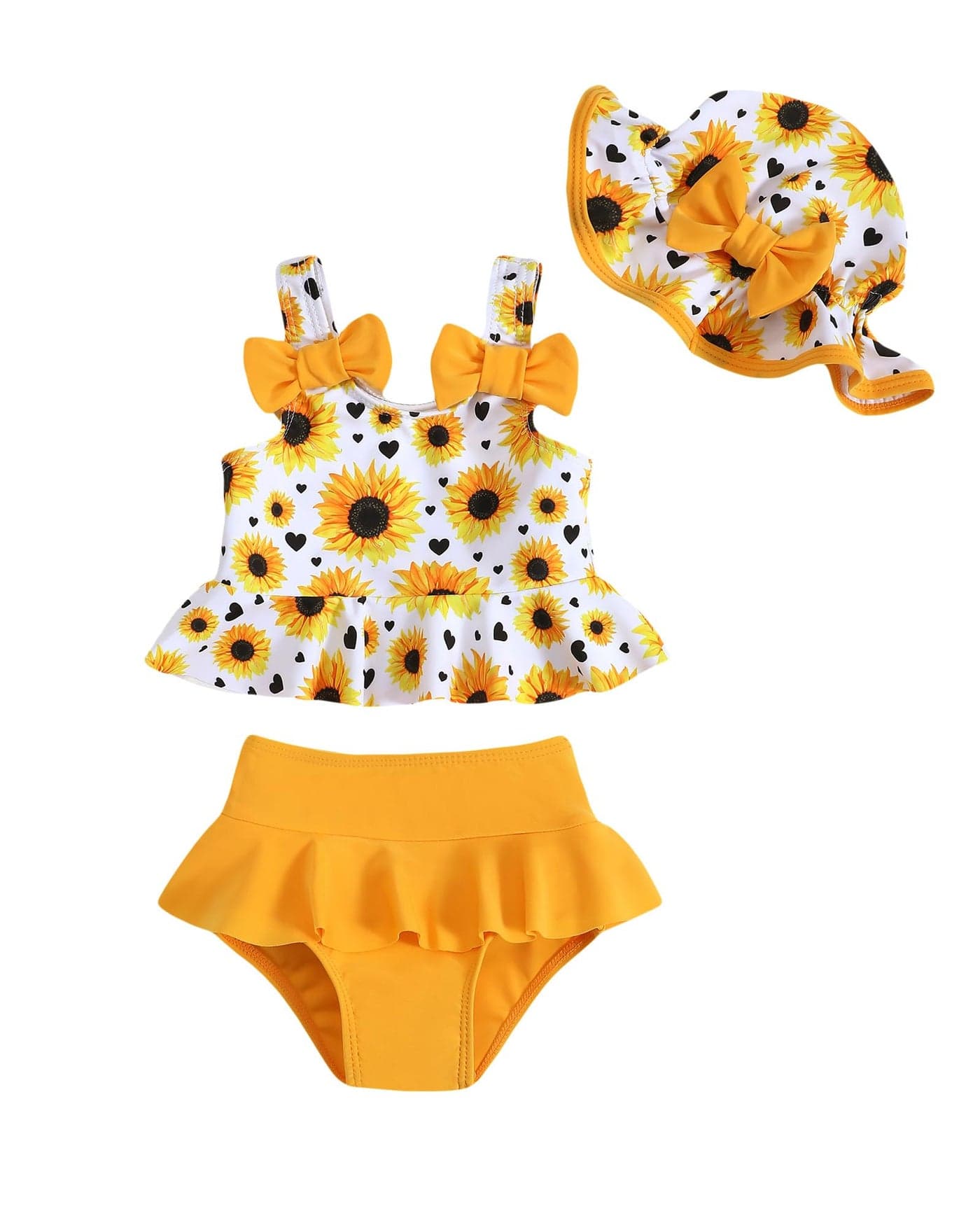 Toddler Girl Bathing Suit Baby Girl Swimsuit 18-24 Month Yellow Dasiy Baby Girl's Bikini Summer Swimwear Beach Tankini Outfits Set