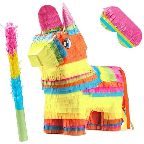 Cinco De Mayo Donkey Pinata for Kids Birthday Party, (13 x 20 x 5 in.) for Fun Fiesta Taco Party Supplies, Luau Event Photo Props, Mexican Theme Decoration, Carnivals Festivals, Taco Tuesday Event
