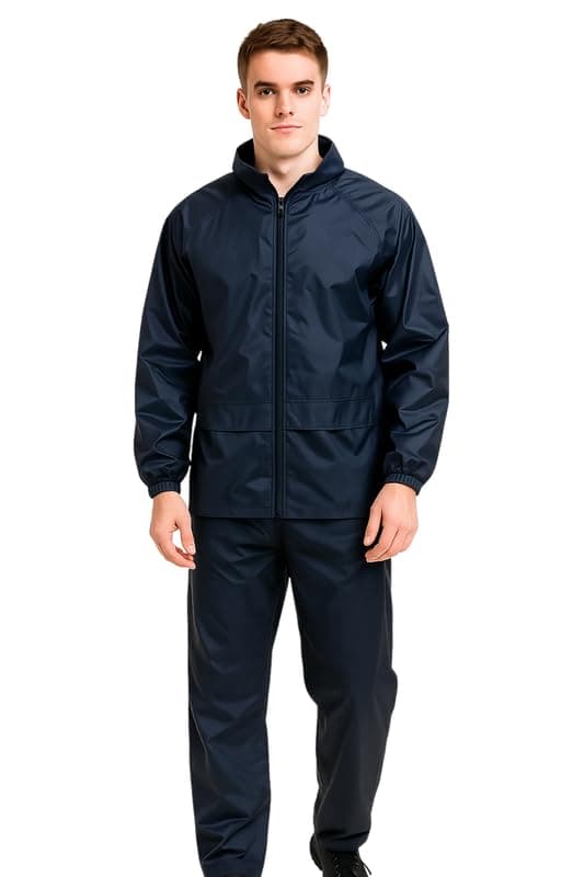 Krystle Men's Waterproof Rain Suit Set – Jacket & Pants | Windproof & Lightweight (Blue,Large)