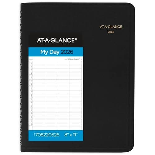 ATAGLANCE 2026 Appointment Book Planner Daily 8 x 11 Large Four Person Group Black 708220526