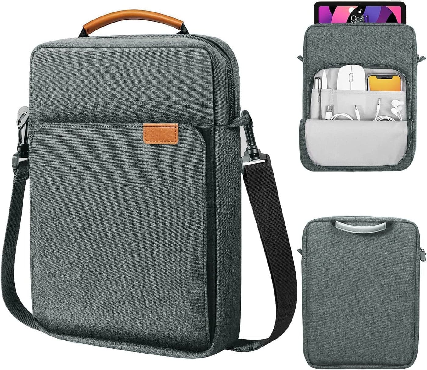 ProElite Tablet Sleeve Bag 13.3 inch for Samsung Galaxy Tab S7 Plus/S8 Plus/S9 Plus/S7 FE 12.4", Apple iPad Pro 12.9", MacBook Air/Pro Retina, Lenovo Tab P12, Microsoft Surface Pro 4/5/6/7/8/9, Grey