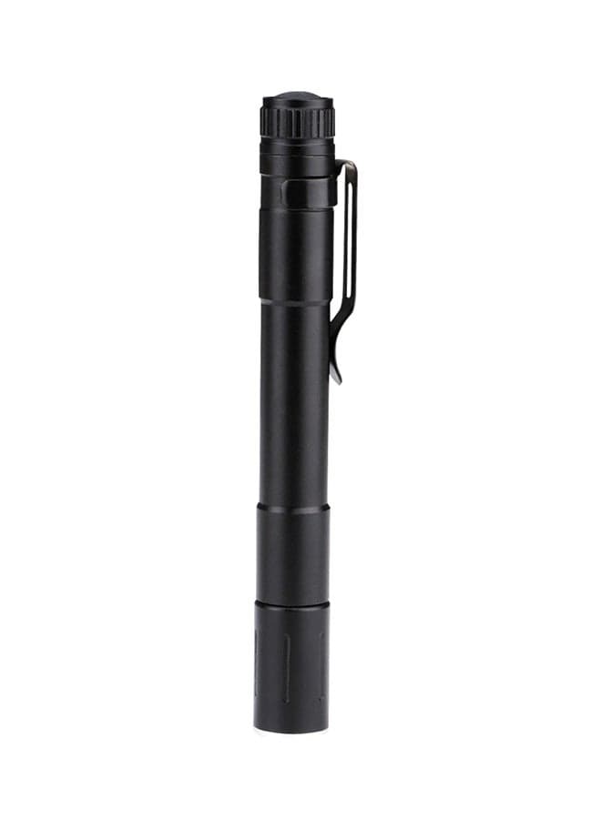 LED Flashlight Clip Mini Torch Pen Light Black 12.5x1.4cm