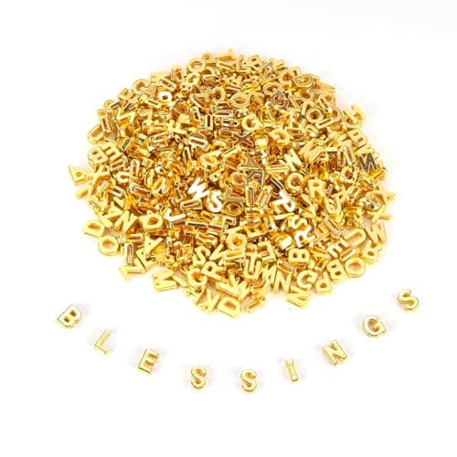 500 Pieces 9x12mm Big Large Alphabet Letter Beads AZ Mixed Plastic Shape Loose Beads for Jewelry Making Bracelets Necklaces Key Chains Gold