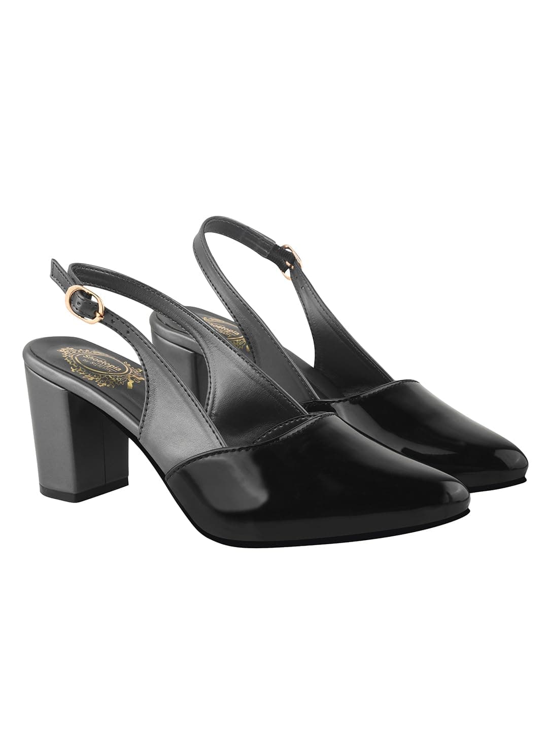 Shoetopia Smart Casual Glossy Upper Detailed Black Pumps for Women & Girls /EU39