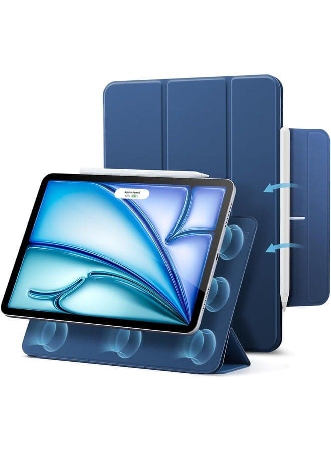 Navy Blue iPad Air 11 Inch Case (M2, 6th/5th/4th Gen) – Slim Trifold Stand with Magnetic Closure, Durable Protection, Supports Apple Pencil Pro & USB-C
