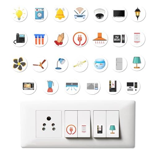 Trueflair Stickers for Switch Board for Home Wall Switches, Contain All Common Switch Stickers (Colourful Design 3)