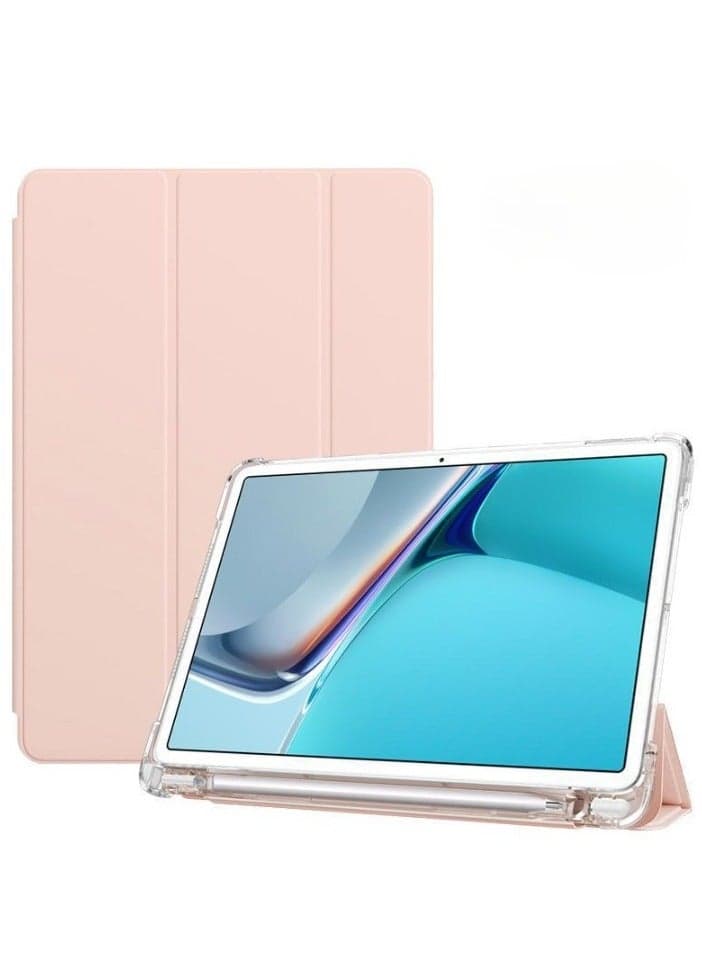Case Compatible with Honor Pad 9 12 inch,Smart Slim Trifold Stand Auto Sleep/Wake Cover with Pencil Holder, Clear Transparent Back Shell