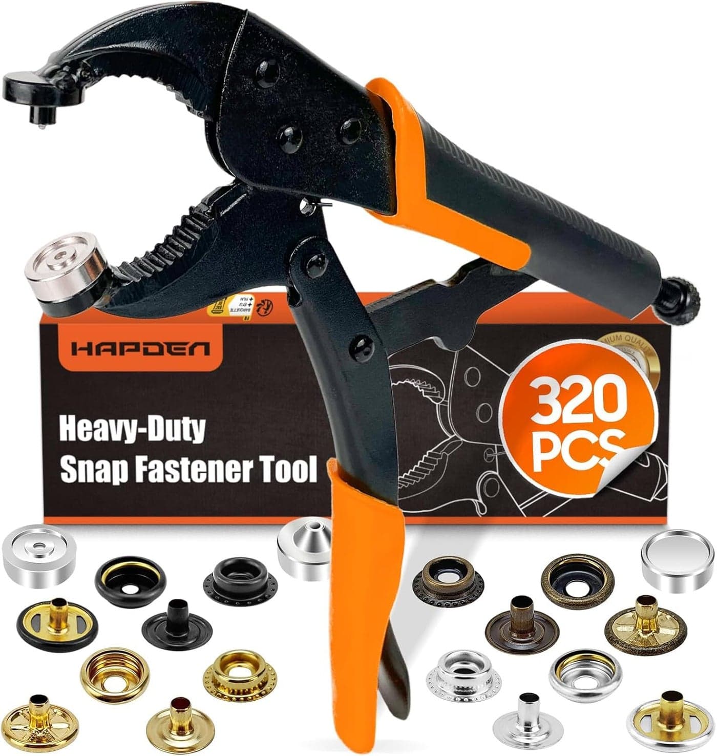 Snap Tool for Boat Covers Heavy Duty Snap Fastener Tool Snap Installation Tool with 320 PCS 4 Color 15mm Metal Snaps for Fabric