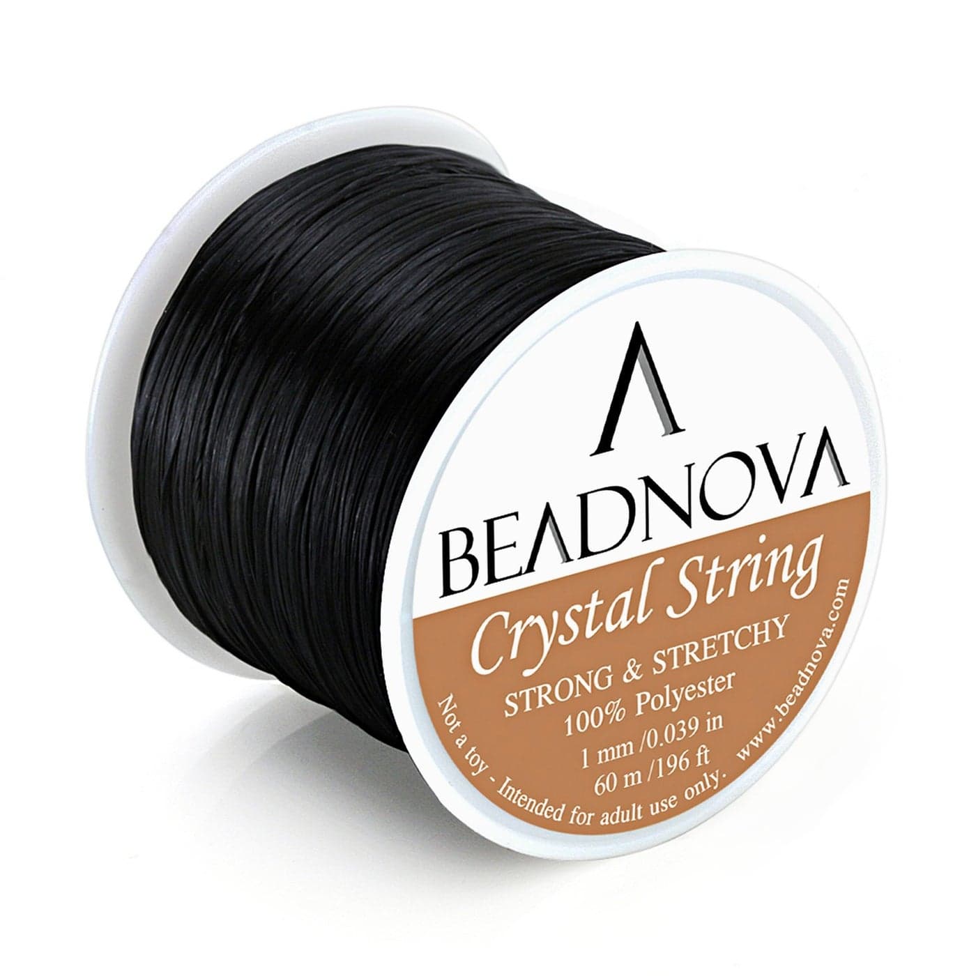 BEADNOVA 1mm Elastic Stretch Crystal String Cord for Jewelry Making Bracelet Beading Thread 60mroll Black