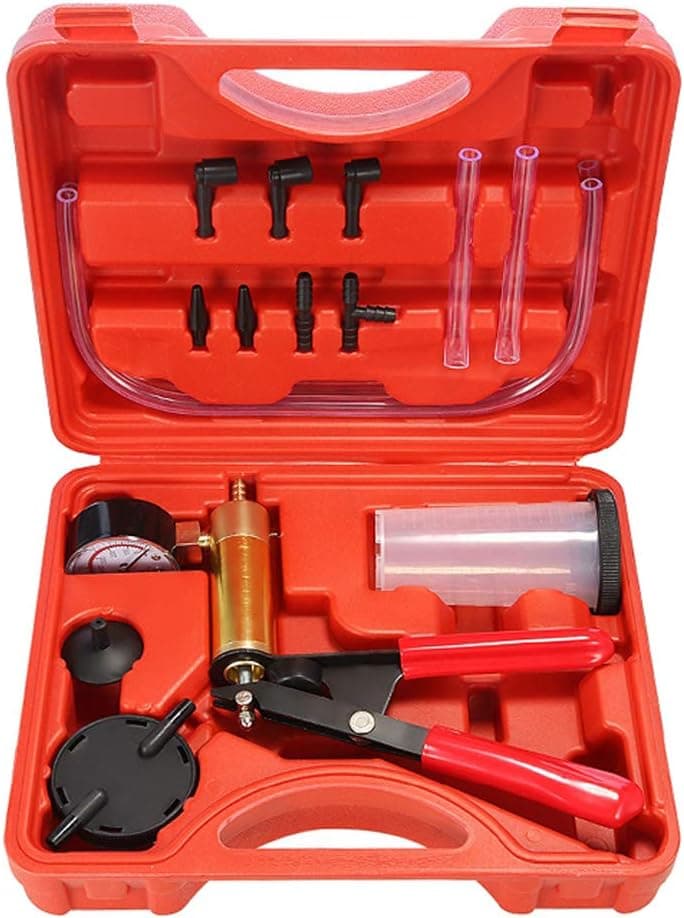 Beduan 16pcs Brake Bleeder Kit Hand Held Vacuum Pump with Adapters for Automotive
