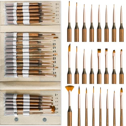 Nicpro 24 PCS Extreme Miniature Paint Brushes, Fine Tip Micro Model Detail Paint Brush Set with Handbag for Acrylic, Watercolor, Oil, Paint by Numbers, Craft, Models, Miniatures