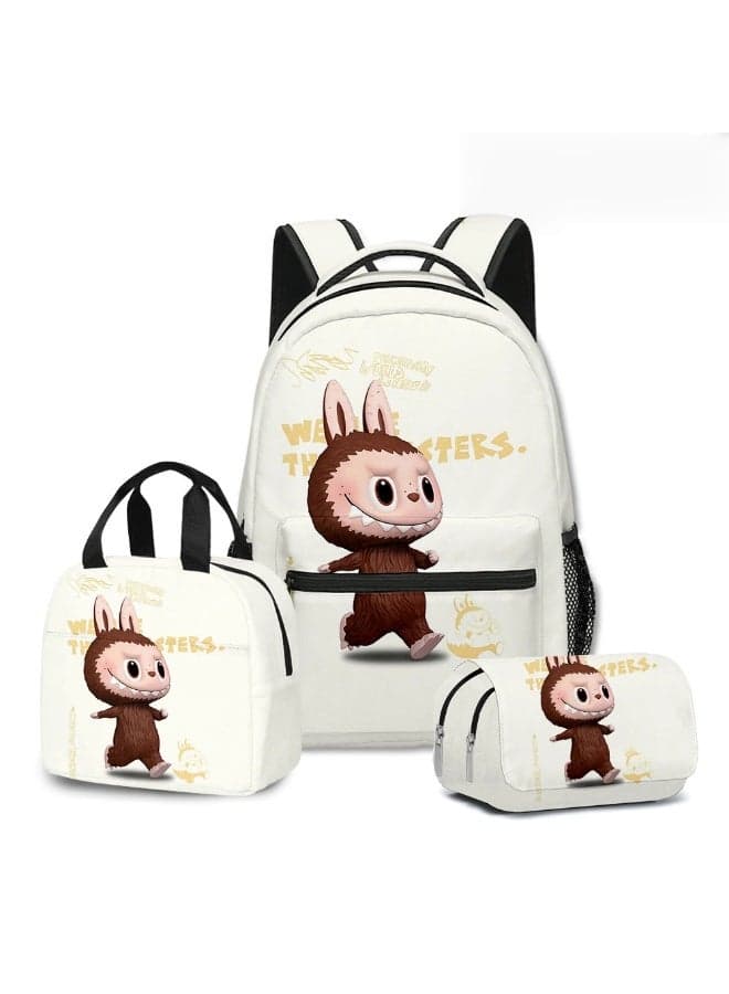 2025-2026 Labubu backpack pencil case lunch bag three-piece suit leisure sports travel backpack student school backpack