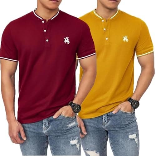 Lymio Polo T Shirt for Men || Men Casual T-Shirt || Polo Available in Combo Pack of 2 (POLO-06-10-Mustered-Maroon-2XL)