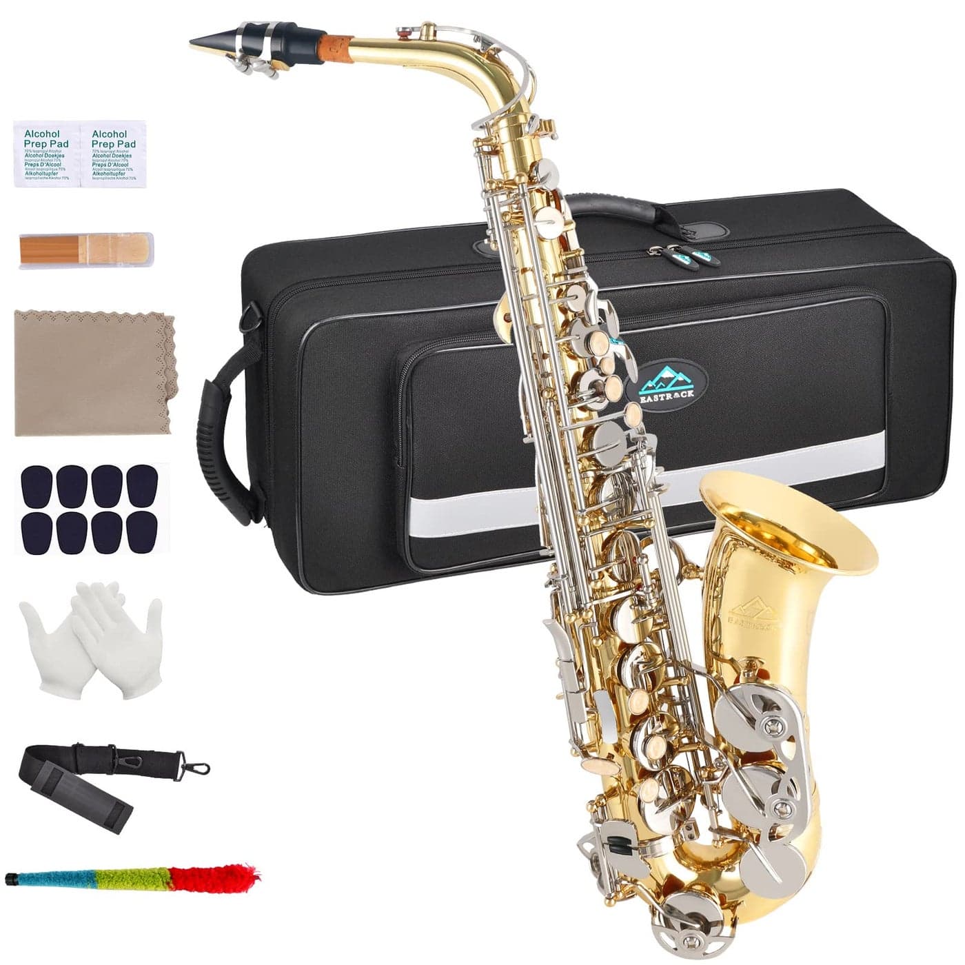 EASTROCK Alto Saxophone E Flat Antique Finished Sax Full Kit for Students Beginner with Carrying CaseMouthpieceMouthpiece Cushion PadsCleaning ClothCleaning RodWhite GlovesNeck Strap