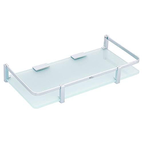 Atlantic Premium Brass Chrome Finish Glass Bathroom and Kitchen Shelf Accessories, Multi Purpose Glass Shelves Wall Mount Shelf (18"X6"X 8 mm) (Pack of 1)