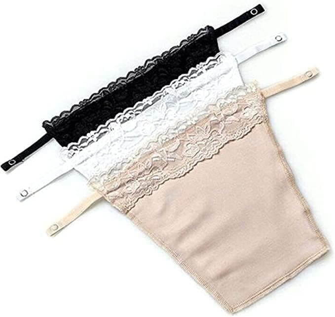 Fshway Camisole for Women Cotton Clip-On Mock Lace Cami Top – Cleavage Cover for Deep Neckline – Secret Cover-Up Insert Panel – Comfortable Innerwear – 3 Color | Pack of 3
