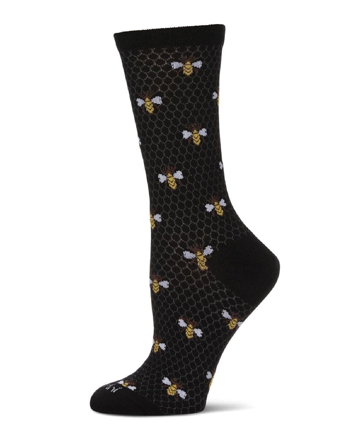 MeMoi Honey Bee Rayon Blend Crew Socks Black 9-11