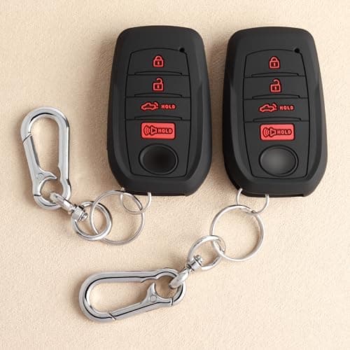 TANDRIVE Key Fob Cover for Toyota 2026 2025 2024 Tacoma and 20262022 Tundra 4Button Silicone 2Pack Red Button Black