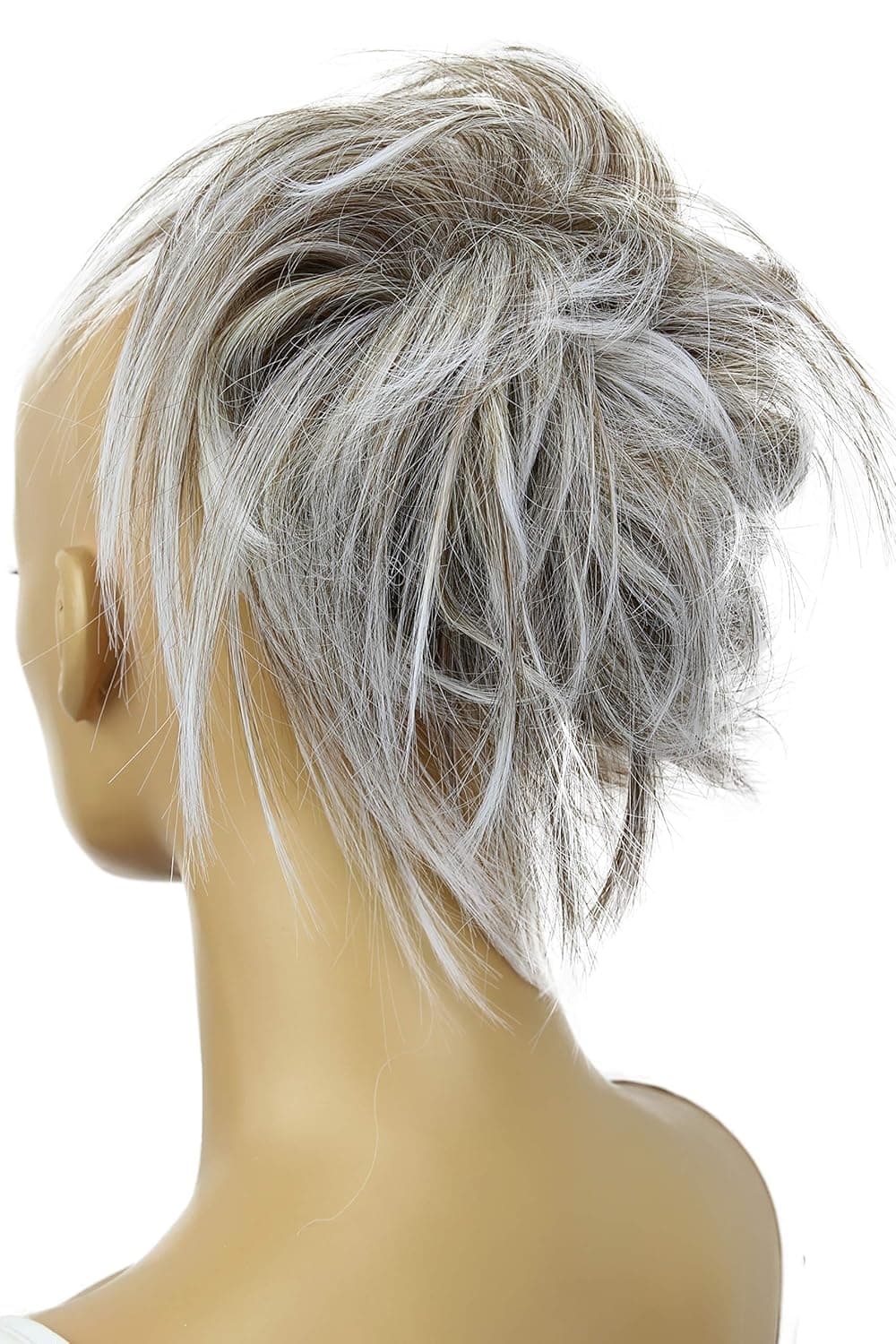 CAISHA XXL Hairpiece Scrunchie Updo Voluminous Slightly Wavy Messy Bun Gray Mix G10F