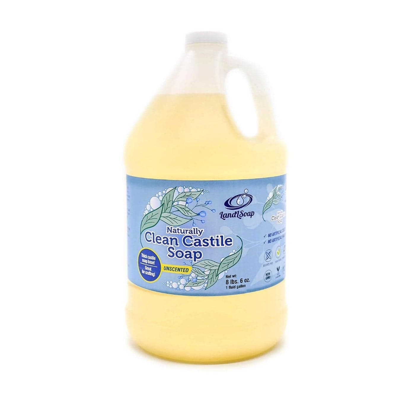 Unscented Pure Castile Soap Liquid for Face Hand Body Wash Vegan NonGMO Made in USA All Skin Types Dry Sensitive Skin 1 Gallon