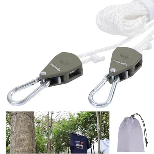 Vigorport Retractable Travel Clothesline, Portable Clothes Line Heavy Duty Rope Pully System with Carabiner for Outdoor Camping, Cruise Ships, Indoor Backyard, Balcony (White, 19Ft)
