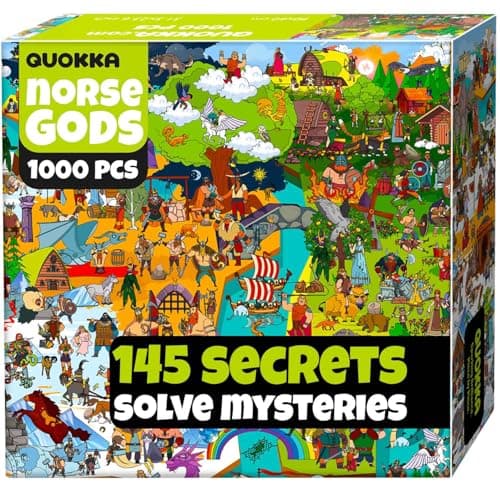 QUOKKA 1000 Piece Puzzle for Adults Norse Gods Adult Puzzles with Secret Tasks Immersive Audio Story of Ancient Myths and Legends for Deep Relaxation for Challenge Puzzle Lovers