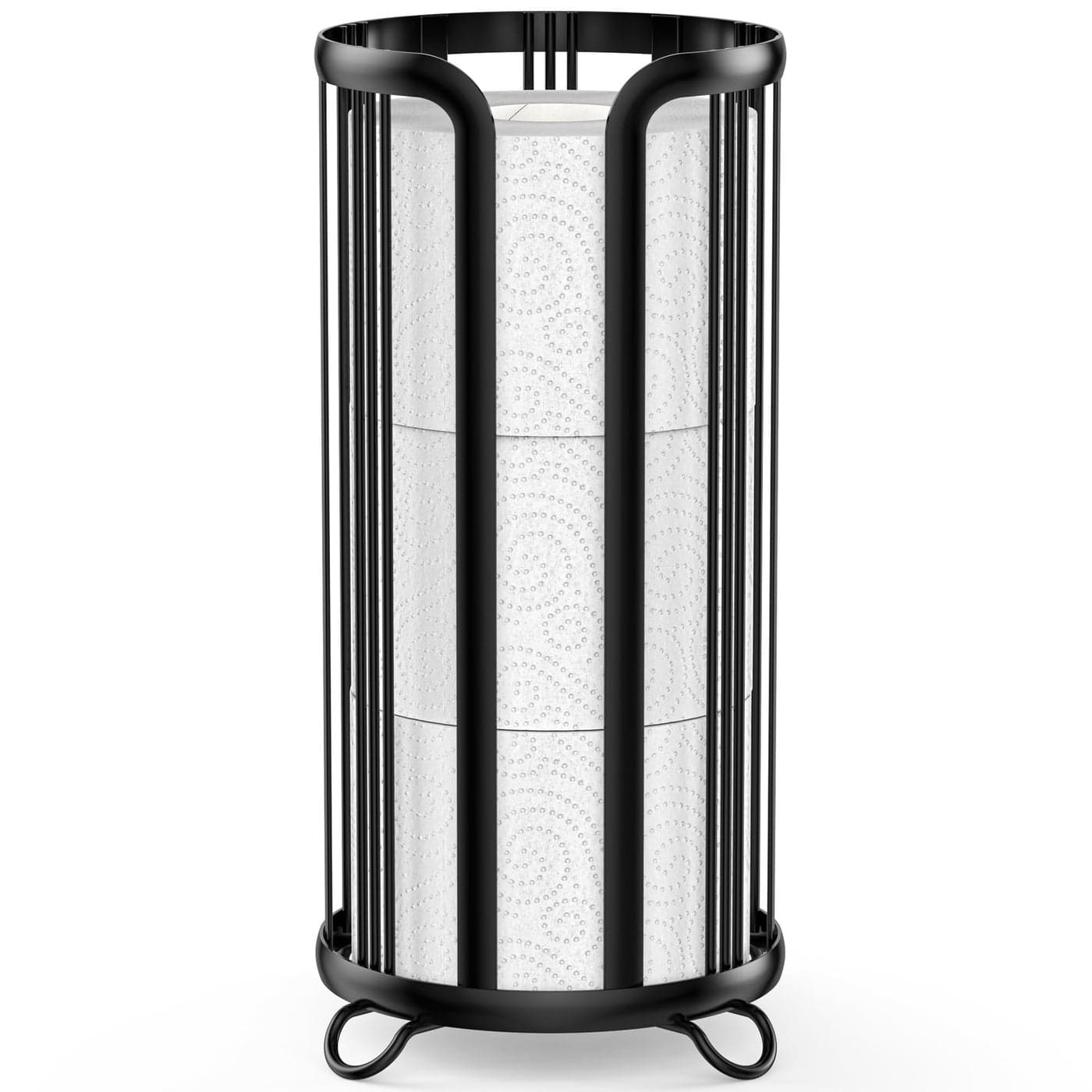 Toilet Paper Holder Stand Freestanding Toilet Tissue Organizer Minimalistic Storage Solution Reserve Mega Rolls Black