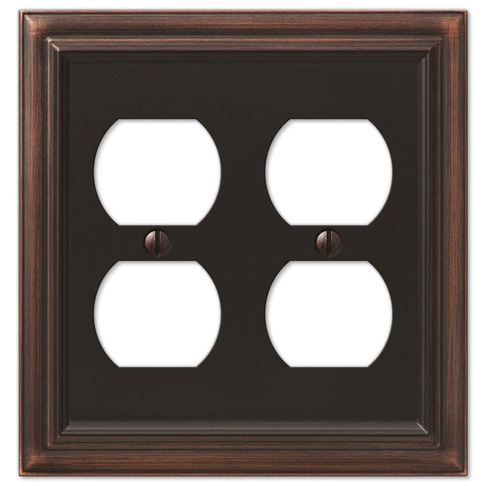 Amerelle Continental Double Duplex Cast Metal Wallplate in Aged Bronze
