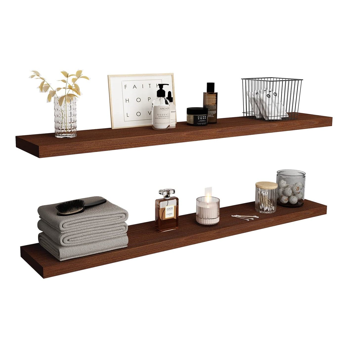 WELLAND 8 Deep Floating Shelves Reclaimed Wood Wall Shelf Pine Wall Mount Shelf Set of 2 48 inch