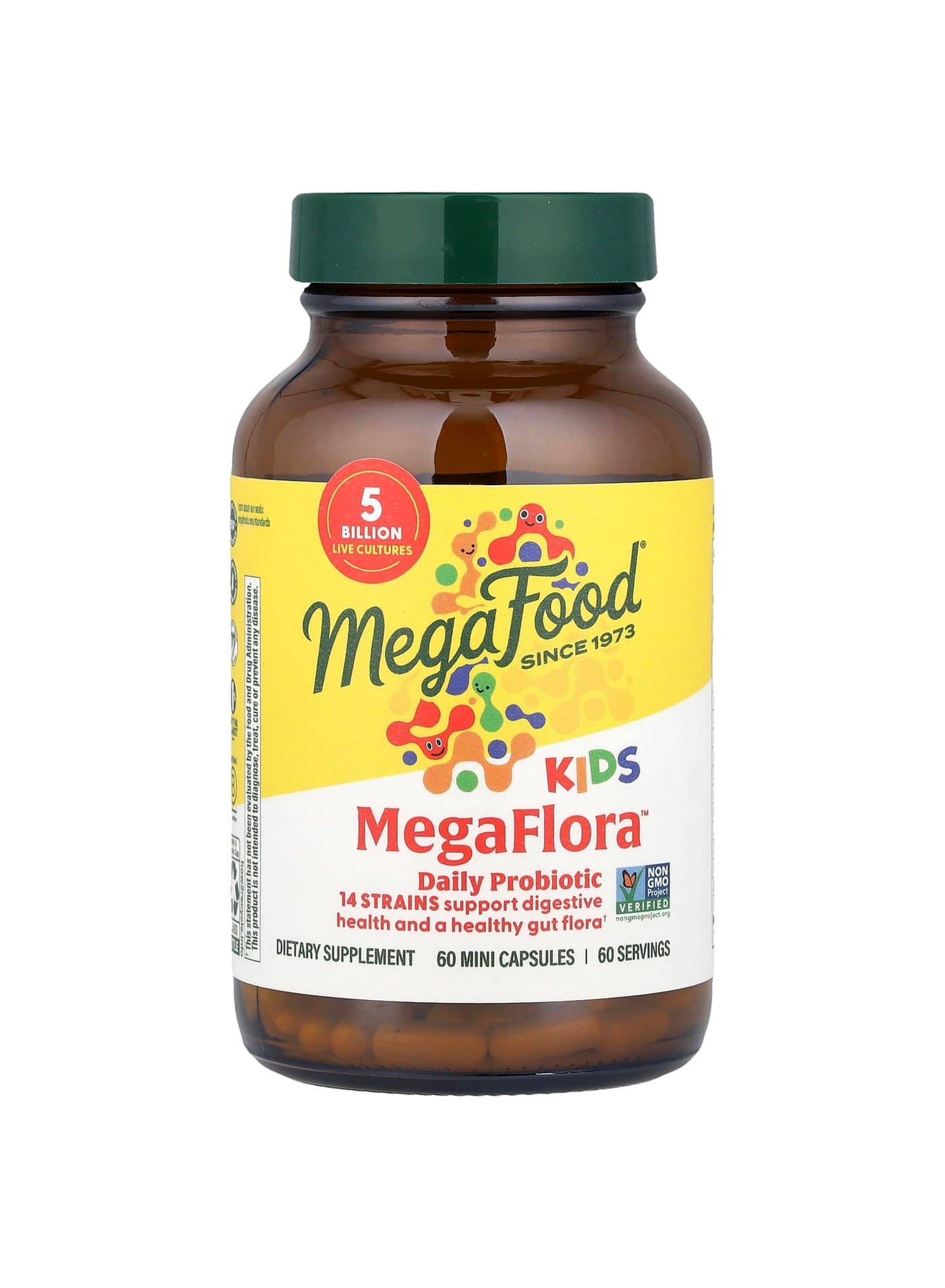 Kids MegaFlora, Daily Probiotic, 5 Billion CFU, 60 Mini Capsules