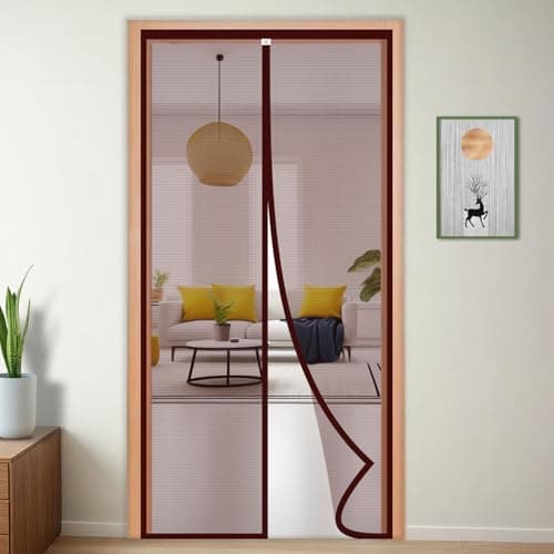 TurtleGrip Polyester Door Mosquito Net with Full Frame Hook&Loop for Main Doors, Bedroom, Kitchen & Balcony Doors (205x85 cm, Brown)| Measure Before Order