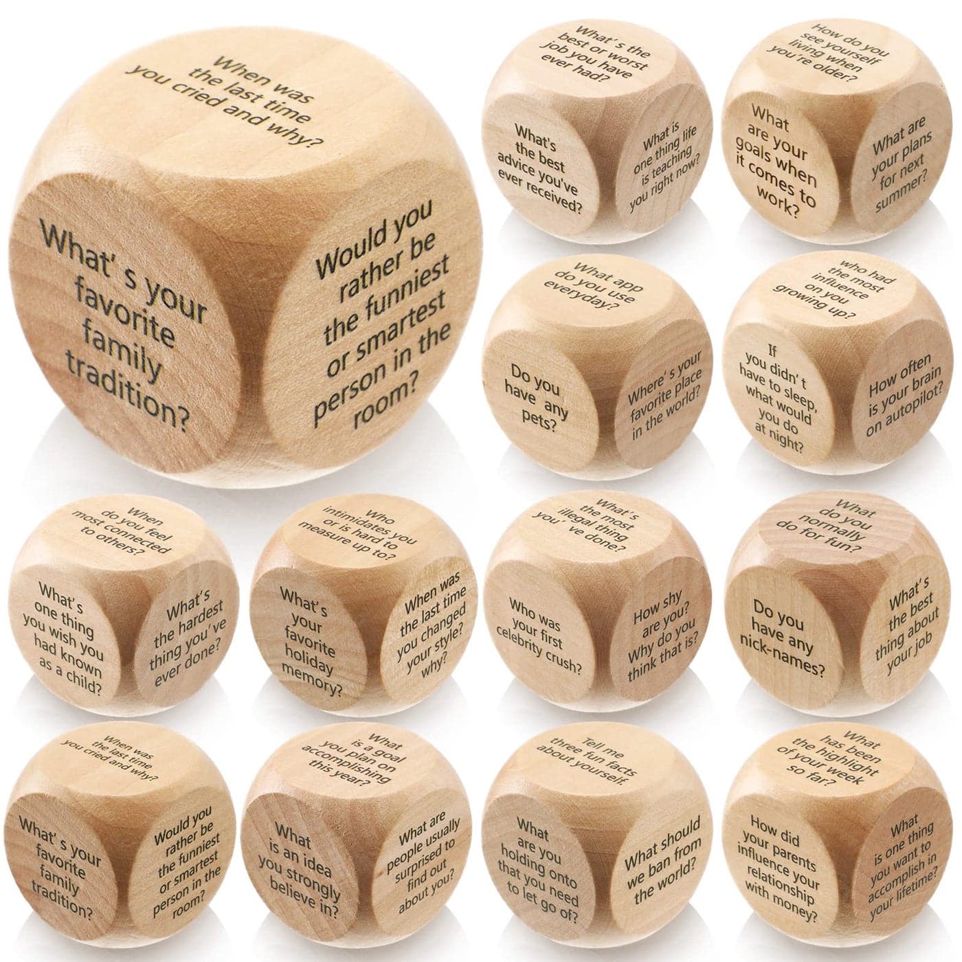 Hanaive 12 Pcs Conversation Starter Ice Breaking Team Games Ice Breaking Dice Game for Adults Team Building Work Office(Wood Color, Adult)