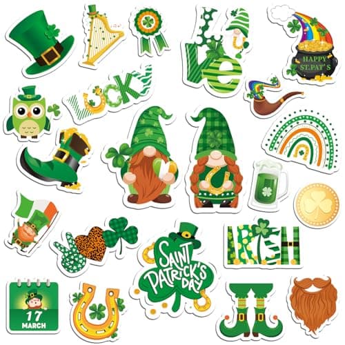 JULMELON St. Patrick's Day Magnets,22pcs Lucky Shamrock Green Clover Car Magnets Magnetic Stickers Decorations for Irish St. Patrick's Day Home Refrigerator Fridge Car Bumpers Party Decor