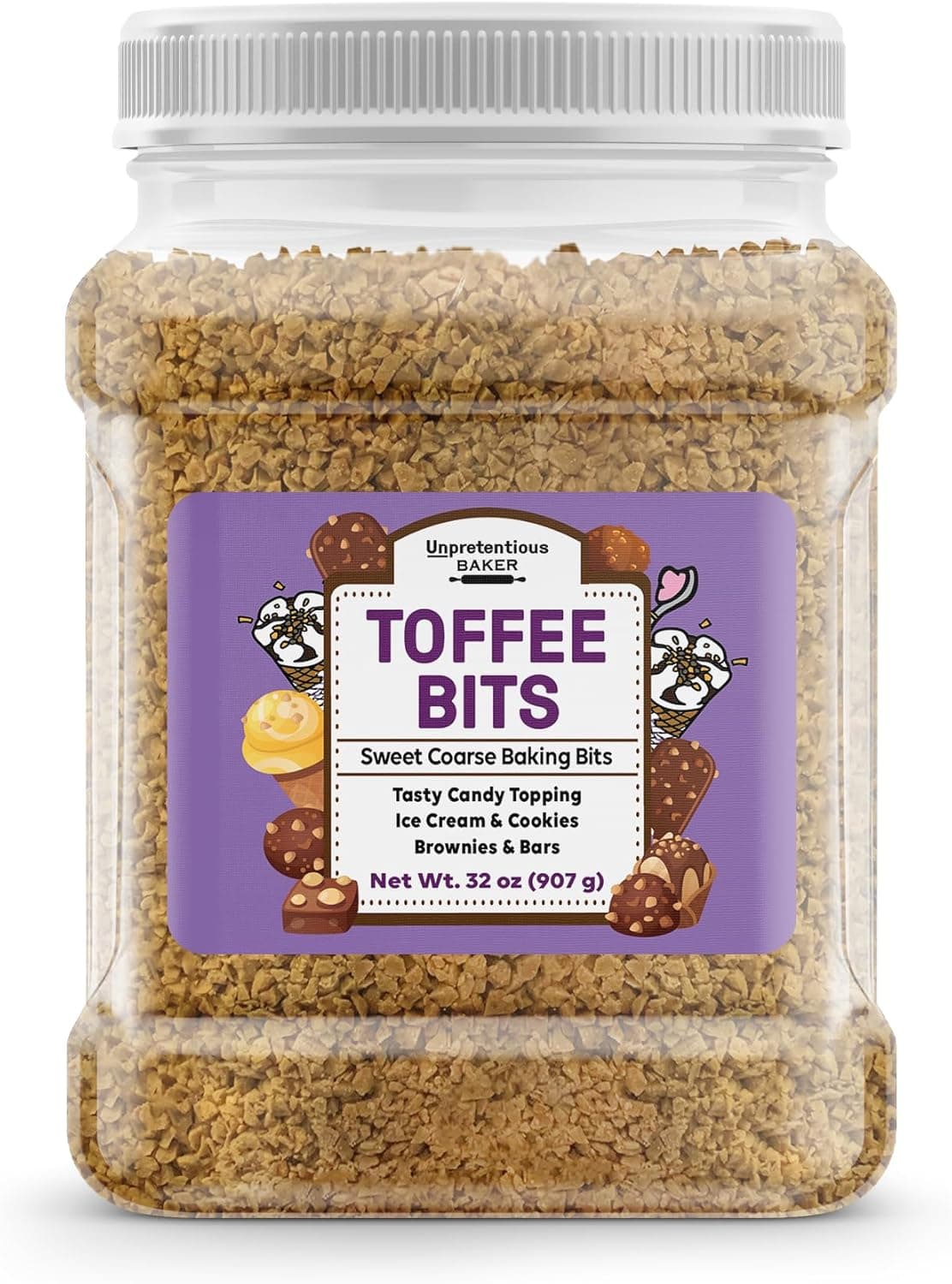 Unpretentious Baker Toffee Bits - Sweet Coarse Baking Bits for Ice Cream, Cookies, Brownies & Bars - 32 oz (907 g)