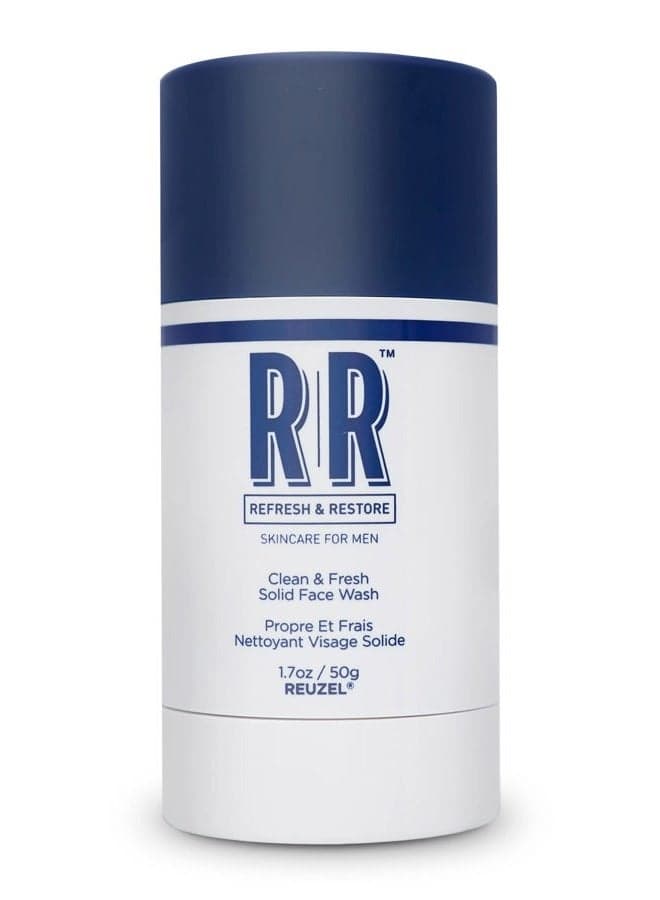 REUZEL Clean and Fresh Solid Face Wash Stick, Locks in Hydration, Cleansing, Moisturizing, Vegan Formula, Sulfate and Paraben Free, Light Maculine Scent, 1.7 oz
