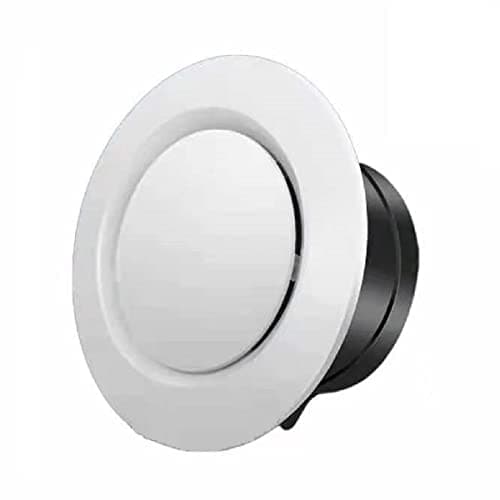 Allvent 4 inch ABS Adjustable Air Vent White Round Soffit Exhaust Vent for Inline Duct Fan Outlet Vent374 Inch Front Panel59 Inch
