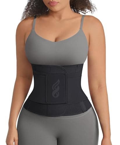 FeelinGirl Waist Trimmer Belt Body Shaper Adjustable Corset for Tummy Slim Waist Cincher Hook Loop Closure Black 3XL