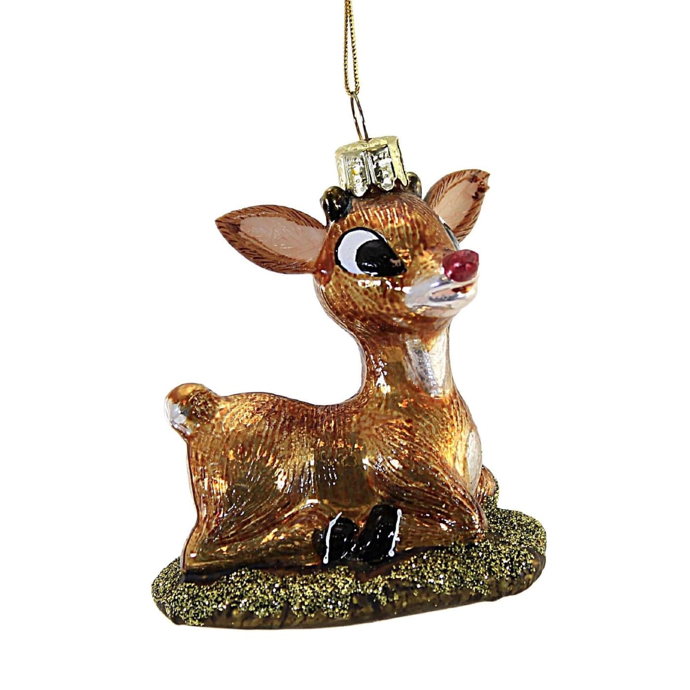 3Inch Rudolph The RedNosed Reindeer Glass Baby Rudolph Ornament