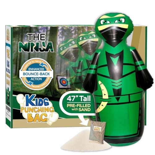 INFLATABLE DUDES Ninja Toy 47 Inches Kids Punching Bag Already Filled with Sand Bop Bag Inflatable Bopper Boxing Ninja Birthday Party Party Decorations Punching Bag for Kids Archy