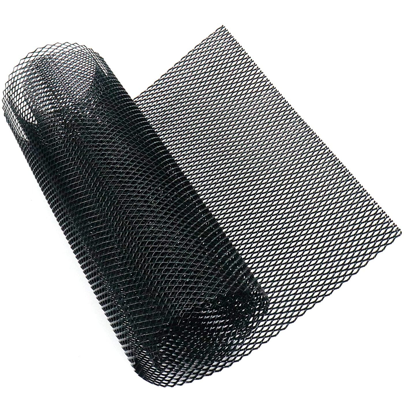 Modengzhe 40 x 13 inch Car Grill Mesh Sheet Black Painted Aluminum Alloy Multifunctional Grille Mesh Roll 4 x 8 mm RhombicShape Grids