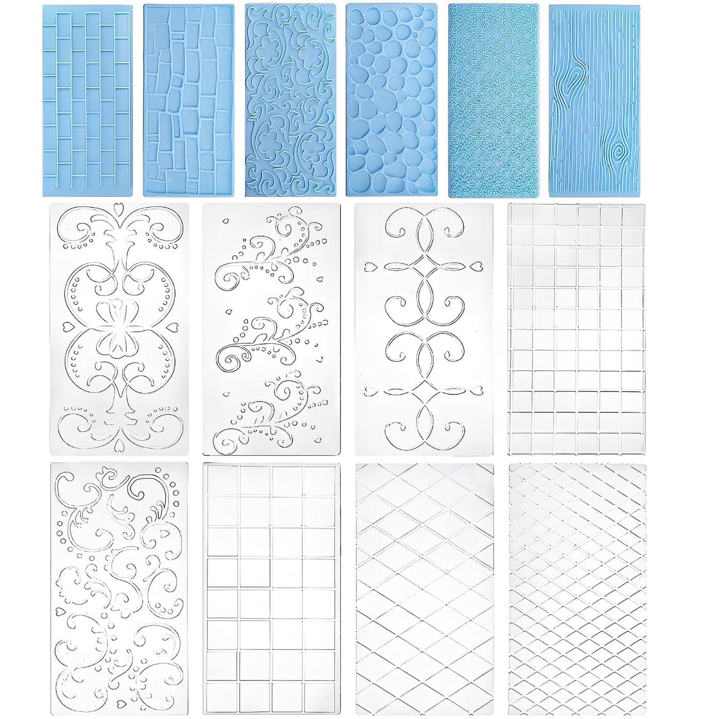 Tosnail 14 Pieces Fondant Impression Mats Molds Lace Embossing Mat for Gum Paste Cupcake Biscuits Fondant Cake Wedding Cake Decoration
