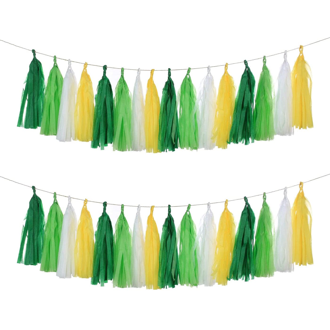 20PCS Yellow Green White Party Decorations Tissue Party Banner Garland for Bachelorette Engagement Birthday Wedding Baby Bridal Shower Anniversary Garden Tea Party Supplies