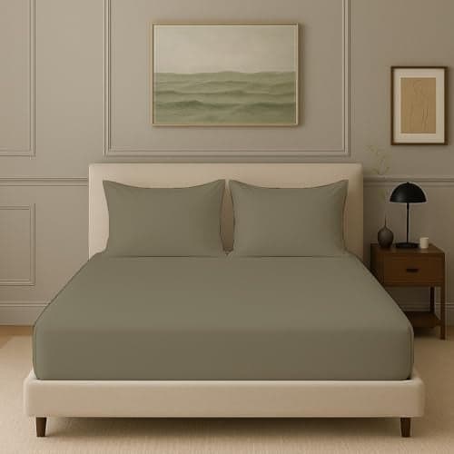 Trance Home Linen 300 TC Bamboo Fitted Bedsheet | Soft, Breathable & Eco-Friendly Bedsheet with 2 Pillow Cover - (78 x 78 inch, Mocha)