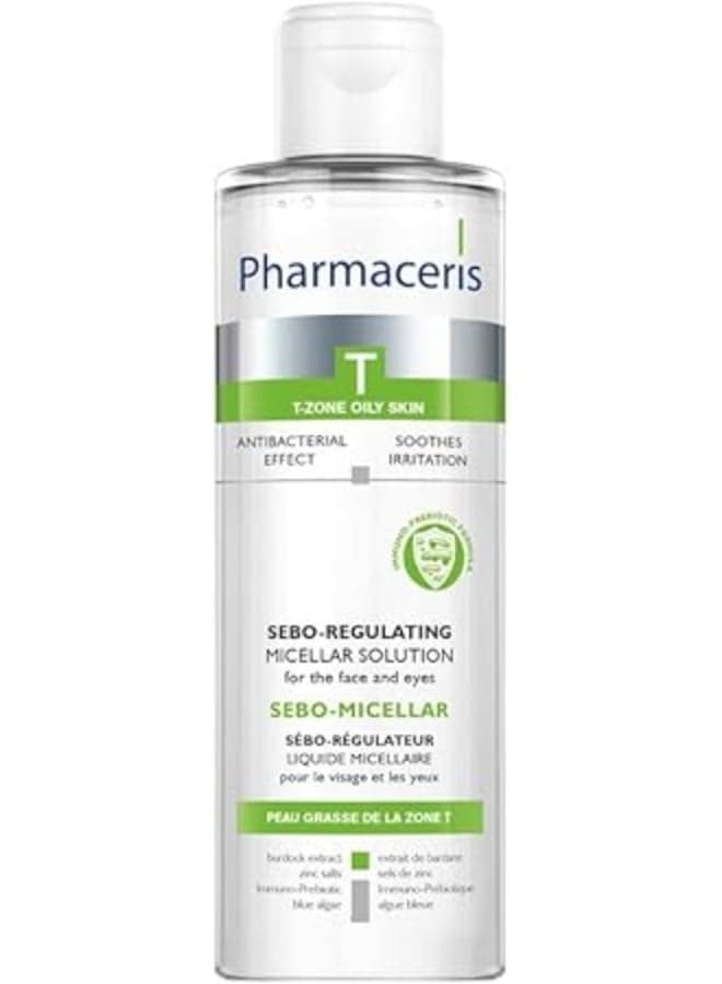 Pharmaceris T Sebo Micellar Solution For Face & Eyes, 200 Ml – Sebum-Regulating Makeup Remover With Mandelic Acid, Zinc Pca & Burdock Extract, Gentle For Acne-Prone Skin