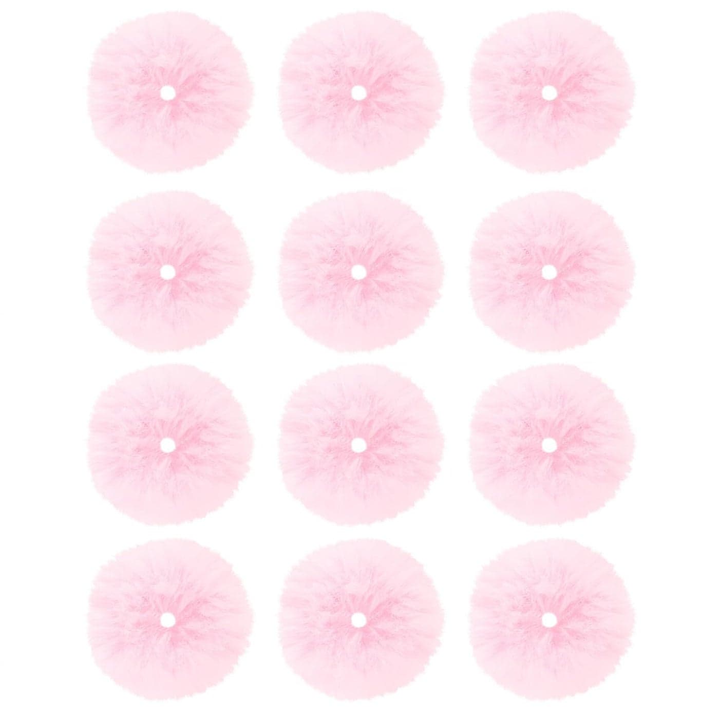 Semato 12 PCS Pink Fuzzy Hair Ties Fluffy Scrunchies Pink Pom Pom Hair Ties With Faux Rabbit Fur Fluffy Elastic Ponytail Holders Pink Party Favors Hair Accessories for Women and Girls pink